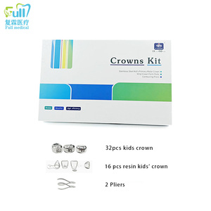Kit complet de <span class=keywords><strong>couronne</strong></span> de dents avant en résine pour enfants, <span class=keywords><strong>molaire</strong></span> primaire, <span class=keywords><strong>couronne</strong></span> en SS avec pince - Product Image 4
