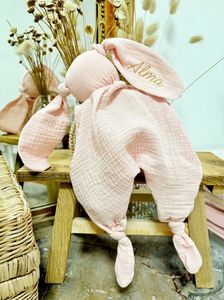 Couette <span class=keywords><strong>lapin</strong></span> en gaze de coton bio, <span class=keywords><strong>doudou</strong></span> naissance bébé - Product Image 6