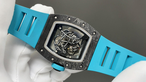 Reloj Deportivo de Lujo de Alta Gama 055, Automático, de Fibra de Carbono, Estilo de Diseñador, Cuadrado Azul Transparente, Correa de Goma de Alta Calidad - Product Image 2