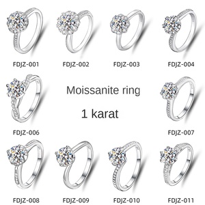 Anillo de Compromiso de Moda para Mujer con Moissanita Redonda Original de 1 Quilate, Plata de Ley S925, Joyería Sencilla para Propuesta - Product Image 2