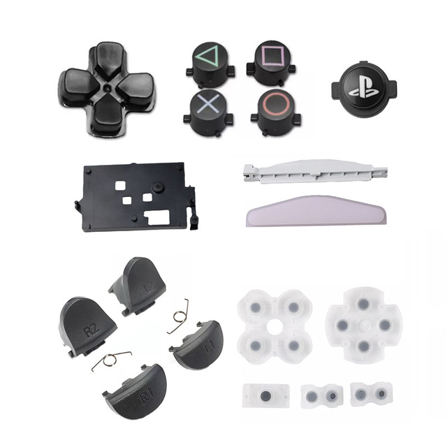 Complete Key Button for PS4 SLIM Pro Controller Grey Button Set Thumbstick Analog Replacement for PS4 040 055 Gamepad