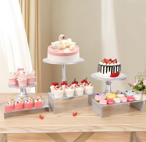 Đám Cưới Hiện Đại 6-Mảnh Bánh <span class=keywords><strong>Pop</strong></span> Đứng Đặt 6Pcs Vàng/Bạc Kim Loại Món Tráng Miệng Khay Cho Đảng Buổi Chiều Trà Snack Phần Còn lại Hiển Thị Đứng - Product Image 4