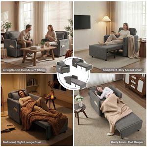 Fauteuil convertible réglable 3-en-1, canapé-lit long escamotable, canapé simple <span class=keywords><strong>pour</strong></span> appartement, dortoir, université - Product Image 4