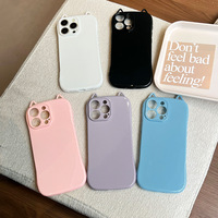 Coque de téléphone Premium en TPU couleur unie avec oreilles de chat, compatible 17 PRO MAX, découpes précises pour 16/15, antichoc