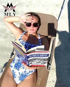 Mle أنيقة طويلة الأكمام كشكش ملابس الشاطئ النساء ، طباعة المرجانية الصيف فستان الشاطئ بيكيني التستر - Product Image 6