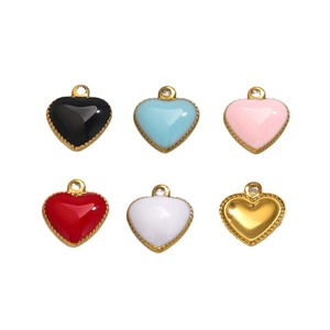 Pendentifs Cœur en Acier Inoxydable Émaillé, Breloques Cœur Gonflé Doré à Petit Trou pour Bijoux DIY - Product Image 5