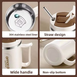กระติกน้ำสุญญากาศทันสมัยขนาด 500 มล. แก้วน้ำเดินทางสแตนเลสสตีลรักษ์โลก เก็บความเย็น พร้อมช้อนและหลอด - Product Image 5