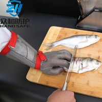 Guantes de malla de metal para carnicero, resistentes a los cortes, cinco dedos, con manguito largo