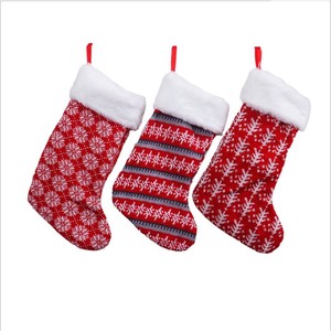 Nouvelles chaussettes de Noël 2021, chaussettes en laine tricotées, grande taille, rayures rouges et blanches, sac cadeau pour enfants - Product Image 5