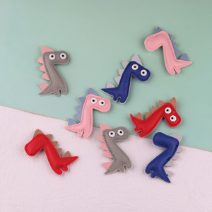 Dinosaur Leather Keychain <b>Red</b> Pink Blue Gray Artificial Leather Irregular Shape Bag Charm Decoration Spring 2024 - Product Image 1