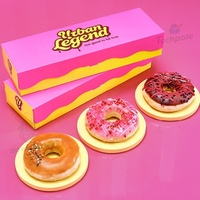 Boîte d'emballage en papier pour gâteaux, sushi, chocolat, brownie, mochi, donuts, écologiques, de couleur rose, avec fenêtre en PVC, vente en gros