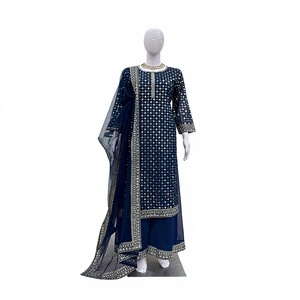 Top Étnico Moderno Hecho a Mano con Lentejuelas de Hilo de Georgette Sintético, Mangas Adicionales, Dupatta de Red Fluida, Salwar Kameez para Boda, de Secado Rápido - Product Image 1