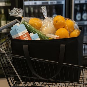 Bolsa de Compras Reutilizable Aislada XL, Negra, Plegable con Cierre, Enfriador para Alimentos Calientes/Fríos - Product Image 4