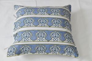 Blue Hand Block Printed Cotton <b>Cushion</b> <b>Covers</b>.Size 18*18 inch Wholesale Popular Luxurious Decorative Pillow <b>Covers</b> Bulk Product - Product Image 2