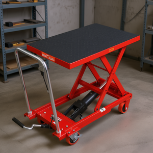 Carrello Elevatore a Forbice Manuale, Capacità 227 kg, Altezza 72,4 cm, Idraulico, per Movimentazione Materiali, Rosso - Product Image 2
