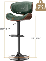 Chaise de bar en cuir réglable sur mesure avec pieds en acier pour cuisine, salle à manger ou comptoir de bar rotatif de centre commercial