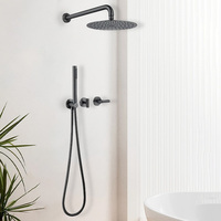 Ensemble mitigeur de douche moderne Ensemble de robinet de douche dissimulé en laiton Ensemble de douche rond à double poignée Système de douche de salle de bains à effet de pluie
