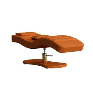 เฟอร์นิเจอร์ร้านเสริมสวยทันสมัยขายดี เตียงต่อขนตาหนังสีดำ ฐานโลหะสีทองหรูหรา เตียงนวดคิ้วโค้ง - Product Image 2