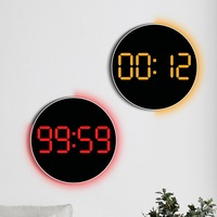 Huayang 6695R Quarz Art Deco RGB Farbwechsel-Wanduhr mit Radio, Moderne Große Ziffern, Fernbedienung für Studierzimmer, Heimdekoration, Geschenk