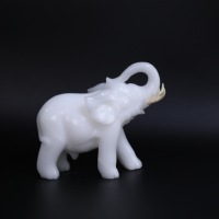Sculpture d'éléphant en jade blanc sculptée à la main, figurine décorative pour la décoration de la maison, collection