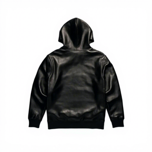 Custom Men's Leather Hoodie <b>Jacket</b> Premium PU Leather Hooded <b>Jacket</b> Casual Streetwear OEM ODM Wholesale Manufacturer - Product Image 2