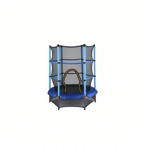 Trampoline bleu de 55 pouces avec barrière de sécurité pour utilisation en parc de trampolines, livré dans une boîte colorée - Product Image 1