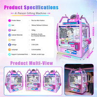 Machine à griffes Kising personnalisée à monnayeur pour magasins de détail, jeu de préhension de peluches 4 joueurs, 4 bras, système de paiement personnalisable