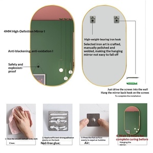 <span class=keywords><strong>Miroir</strong></span> de salle de bain mural ovale en métal <span class=keywords><strong>noir</strong></span>, fabrication OEM ODM, vente en gros - Product Image 4