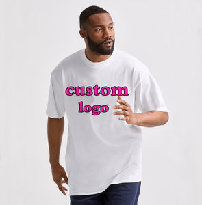 T-shirt personnalisé à col montant pour hommes 100% coton de haute qualité, épais, luxe, épaules tombantes, tricoté grande taille personnalisable pour hommes - Product Image 3