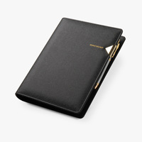 Carnet de notes professionnel en métal triangulaire de luxe personnalisé, brun rougeâtre, à feuilles mobiles, avec logo