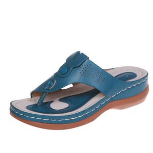 Nouvelles pantoufles grande taille pour <span class=keywords><strong>femme</strong></span>, à bout rond et entre-doigts, confortables, à semelle épaisse, imprimé léopard, à <span class=keywords><strong>talon</strong></span> <span class=keywords><strong>compensé</strong></span> - Product Image 6