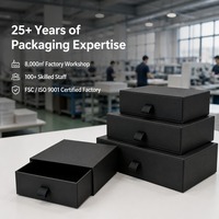 Boîte cadeau coulissante personnalisée noire mate avec ruban et languette de traction, vente en gros, directement de l'usine pour le commerce de détail et les cadeaux