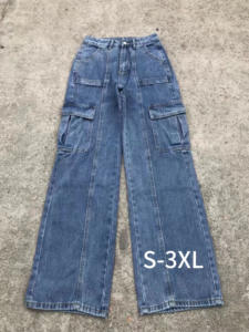 高弹力宽松休闲女装牛仔裤厂家库存牛仔货裤3D图案嘻哈可爱街装风格腰中国 - Product Image 2