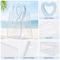 Sac cadeau de Noël en PVC transparent personnalisé en gros, sac d'emballage en plastique imperméable avec poignée en forme de cœur pour fête d'anniversaire