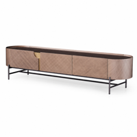 Meuble TV moderne en bois 18011-2.4M 2400mm Or Rose avec rangement, console multimédia pour salon, hôtel, appartement, villa