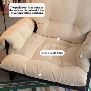 Silla de sofá de leche gruesa individual, gabinete de lujo ligero, sala de estar/balcón, sofá de ocio, silla perezosa de estilo de mediados de siglo, silla relajante - Product Image 3