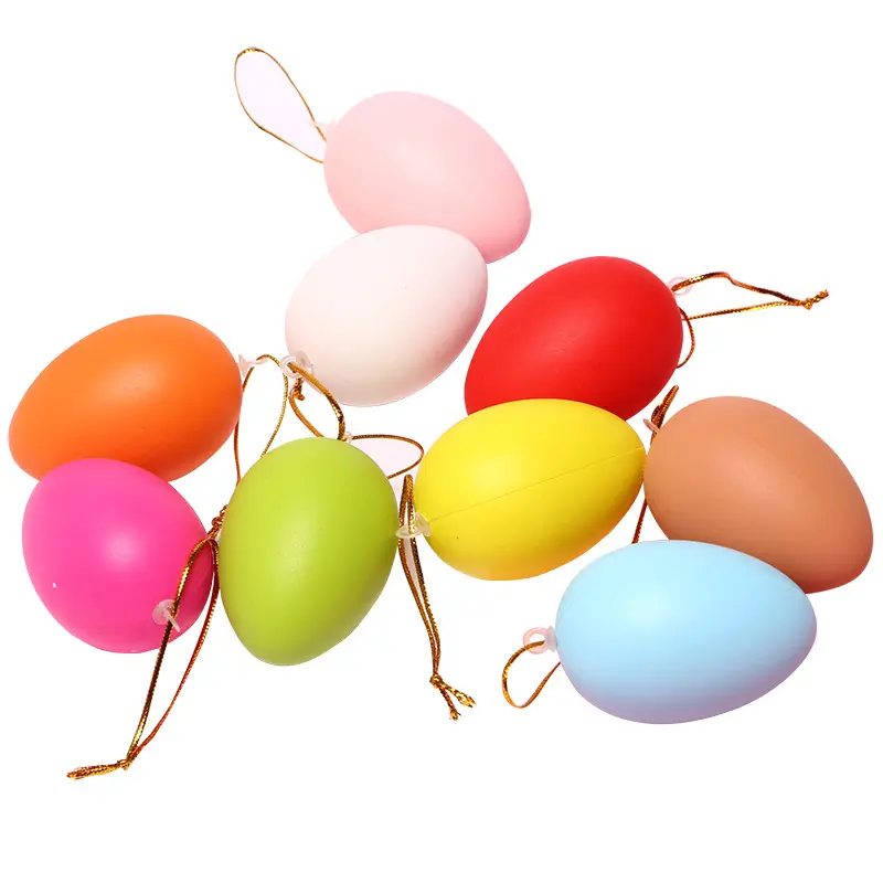 12 pezzi 6*4.2cm di simulazione della decorazione della festa di Pasqua uovo di plastica uova di Pasqua assortite in plastica colorato cesto di pasqua uovo