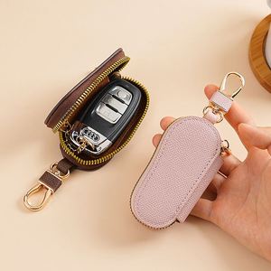 Étui à clés unisexe en cuir PU avec petite plaque de protection et fermeture éclair pour télécommande de voiture, porte-clés en métal et plastique - Product Image 2