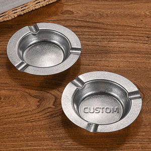 Zilver verguld rookasbak vintage luxe stijl lasergegraveerd reliëf LOGO op maat gemaakte metalen sigarenasbak met LOGO - Product Image 1