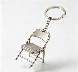 Metal Folding Chair Keychain Silver <b>Key</b> <b>Ring</b> Chair Pendant <b>Bag</b> Charm - Product Image 1