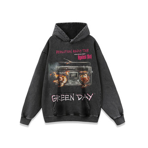 Sweat-shirt unisexe col rond imprimé vintage délavé style américain tendance streetwear effet vieilli pour l'hiver - Product Image 2