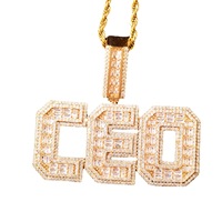 Collier Pendentif Prénom Personnalisé Plaqué Or Double Couche avec Zircon Cubique Bling Bling Lettre Initiale pour Fêtes Hiphop
