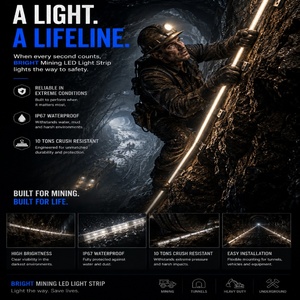Bande lumineuse LED pour mines, DC24V, robuste, étanche, anti-écrasement, éclairage de tunnels souterrains - Product Image 1