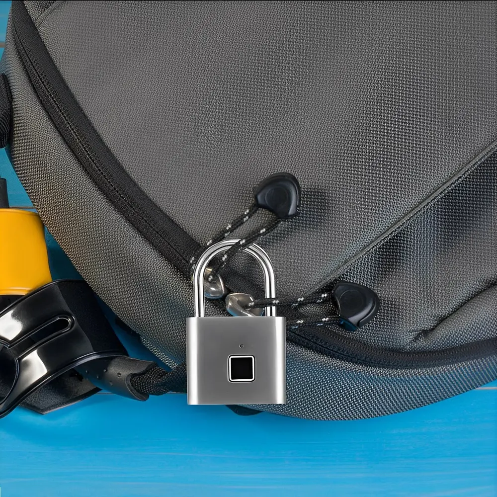 Electric security cerradura inteligente smart biometric cabinet lock for luggage bag case fence heavy duty fingerprint padlock