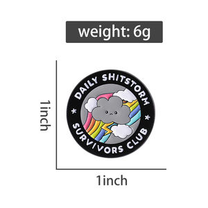 Daily Shitstorm Survivors Club esmalte Pin divertido lluvia nube Arco Iris broche solapa insignia divertido joyería accesorios regalo para amigos - Product Image 6