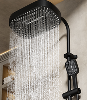 Pommeau de douche à main carré moderne de 12,6 pouces à haute pression, effet pluie et cascade, finition chromée, en ABS