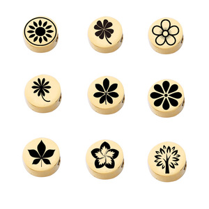 Perles et disques ronds en acier inoxydable plaqué or PVD brillant à petit trou pour la gravure |   Fabrication de bijoux DIY : feuilles, fleurs et plus encore - Product Image 2