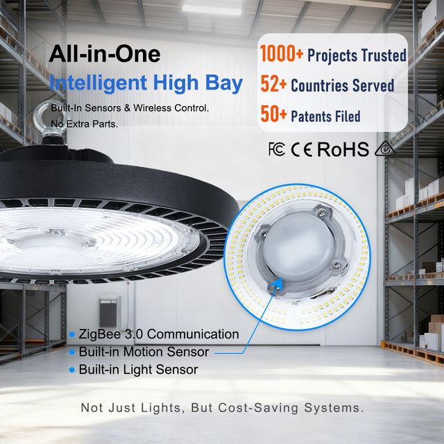 Low Profile LED High Bay Light with UFO Style for Warehouse Factory and Logistics Center Industrial Lighting Bulk