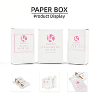 Boîte à parfum blanche personnalisée avec bordure rose et impression de marque ronde pour l'affichage en magasin, emballage de vente au détail de parfums, vente en gros en vrac