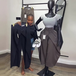 <span class=keywords><strong>Pantalon</strong></span> de costume drapé tendance pour <span class=keywords><strong>femme</strong></span>, taille haute, coupe large, élégant, décontracté et chic, pour le bureau - Product Image 4